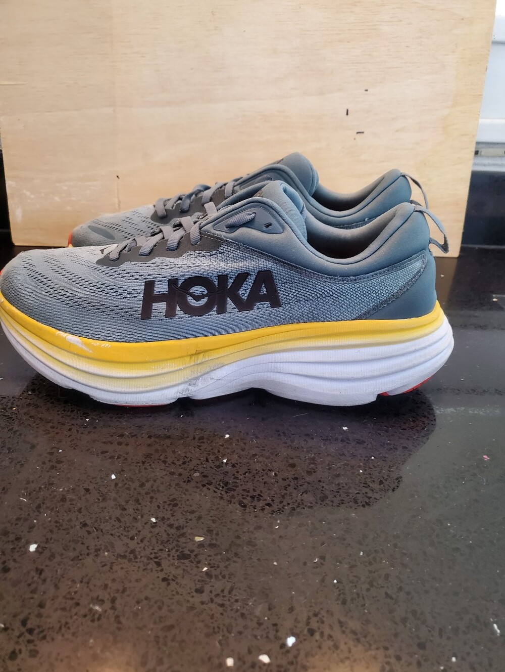 Hoka One One Bondi 8 Running Shoes Goblin Blue/Mountain Spring Colorway Mens 10